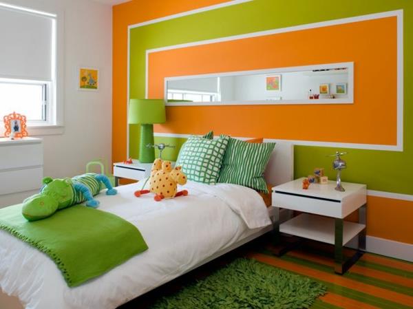 Οι τοίχοι χρωματίζουν ιδέες χρώματος για πράσινο σχεδιασμό πορτοκαλί τοίχου