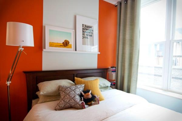 Ιδέες χρώματος τοίχων για πορτοκαλί φωτιστικό δαπέδου σχεδιασμού τοίχων