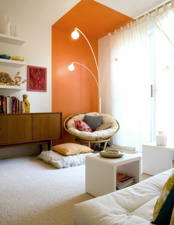 Οι ιδέες χρωμάτων βάφουν τους τοίχους με πορτοκαλί χρώμα