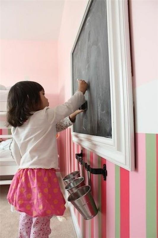 Βαφή τοίχων παιδικό δωμάτιο κιμωλία ξύλινο πλαίσιο λευκό χρώμα μαυροπίνακα