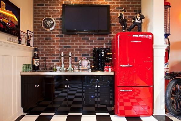 ιδέες επίπλωσης όμορφο μοντέρνο ρετρό κόκκινο ψυγείο