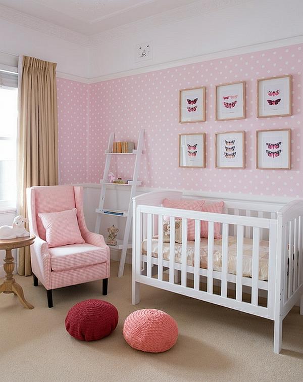 Ζωντανές ιδέες σκάλα ράφι και διακοσμητικά είδη βρεφικό δωμάτιο ροζ θηλυκό