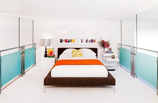 Χρωματικός συνδυασμός τοίχου χρώμα σαλόνι λευκό κρεβάτι