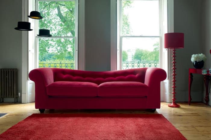 Εσωτερικός σχεδιασμός μοντέρνος καναπές καθιστικού κόκκινος