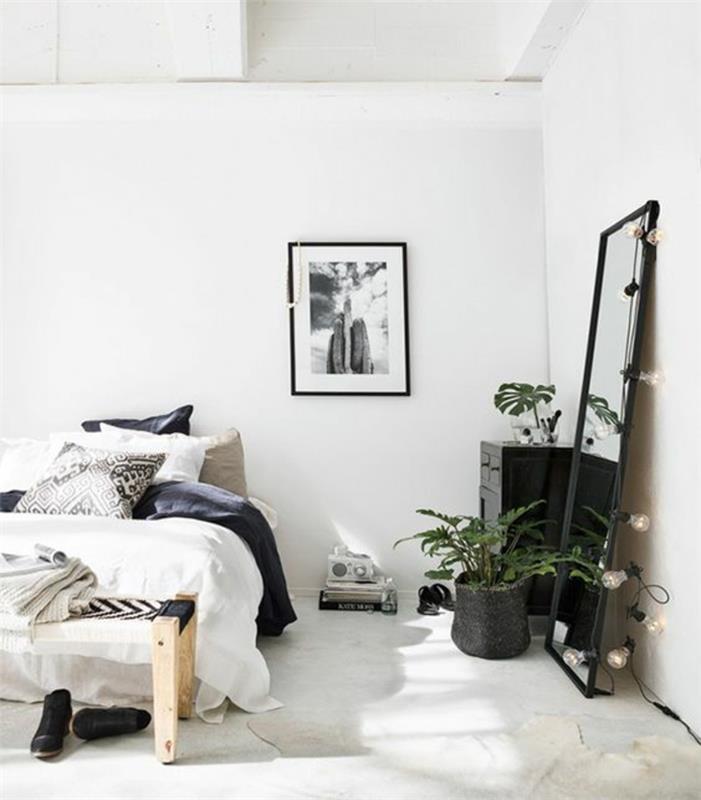Δημιουργήστε έπιπλα κρεβατοκάμαρας κρεβατιού τοίχου καθρέφτη φυτά εσωτερικού χώρου