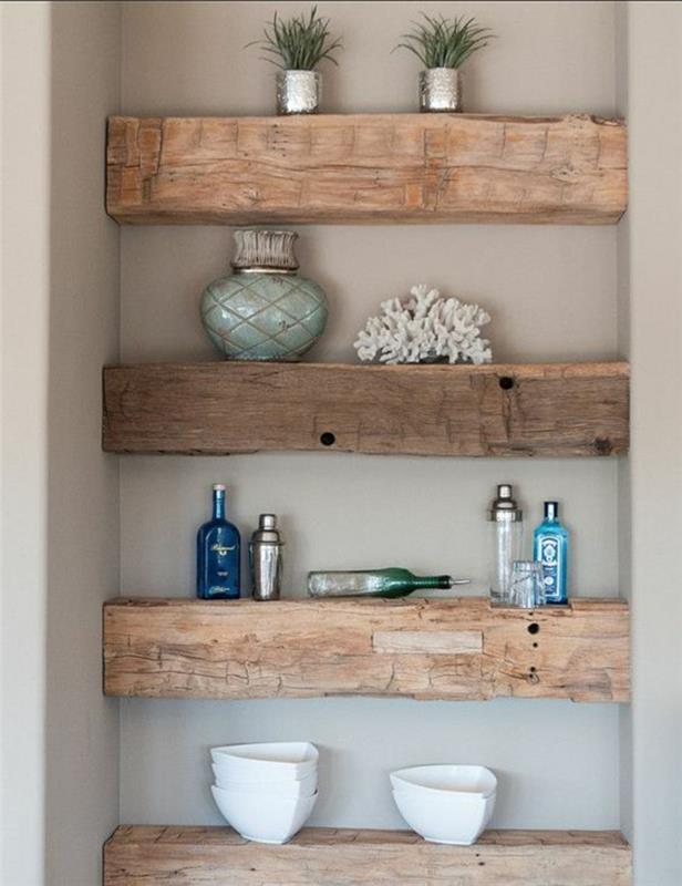 Συμβουλές επίπλωσης σπιτιού DIY ράφια μπάνιου από μασίφ ξύλο