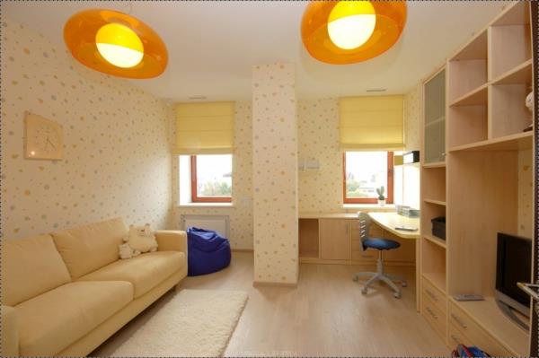 Διακόσμηση σαλονιού απαλά χρώματα αμπαζούρ πορτοκαλί πλαστικό παιδικό δωμάτιο