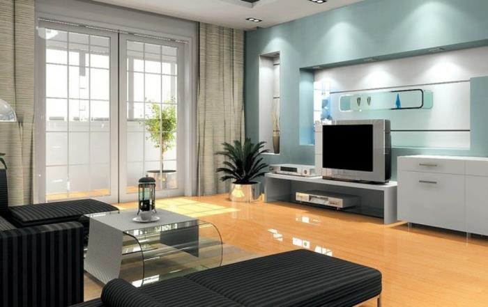 Ιδέες για σαλόνι Τάσεις τάσεων Έπιπλα σαλονιού Μονάδα τοίχου τηλεόρασης γαλάζιο