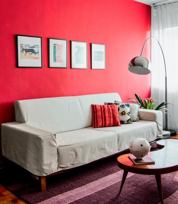 Ιδέες σχεδιασμού καθιστικού μοντέρνος καναπές κόκκινο σχέδιο