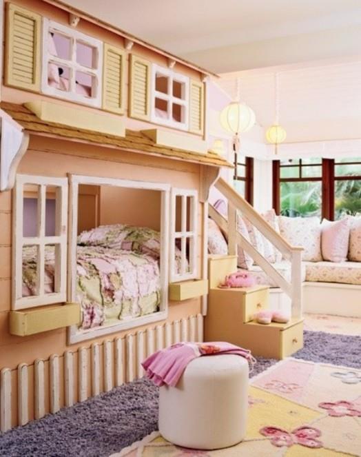 Υπέροχα κοριτσίστικα κρεβάτια από σπίτια με καναπέ με διπλό κρεβάτι