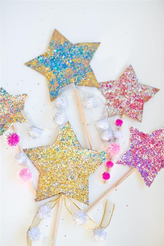 Magic wand tinker with children for Halloween or Mardi Gras - ιδέες και οδηγίες αστραφτερά αστέρια μαγικές ράβδοι ιδέες για παιδιά