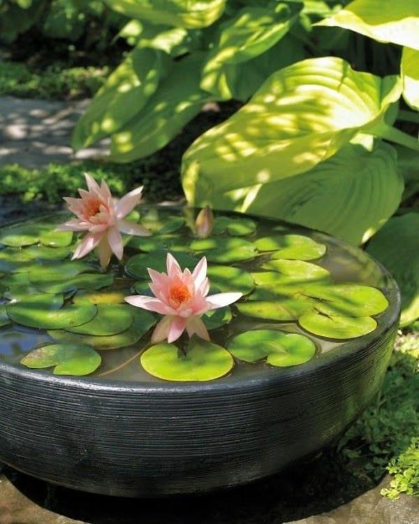 Κήπος Zen που φυτεύει ιαπωνικά φυτά κρίνων