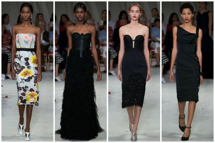 βραδινό φόρεμα βραδινά φορέματα μήκος γόνατο μαύρο λουλουδάτο μοτίβο καλοκαίρι 2016 εβδομάδα μόδας της Νέας Υόρκης