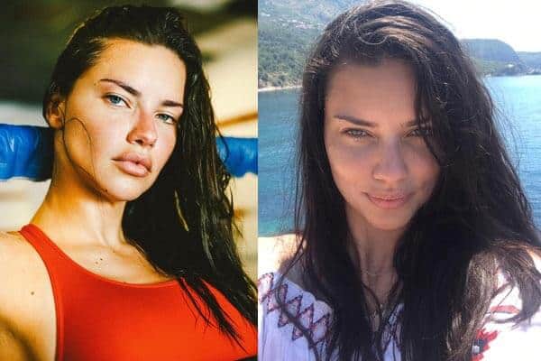 Įžymybės pagautos be makiažo Adriana Lima