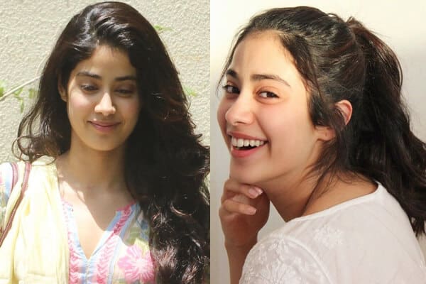 Makyaj öncesi ve sonrası ünlüler Janhvi Kapoor