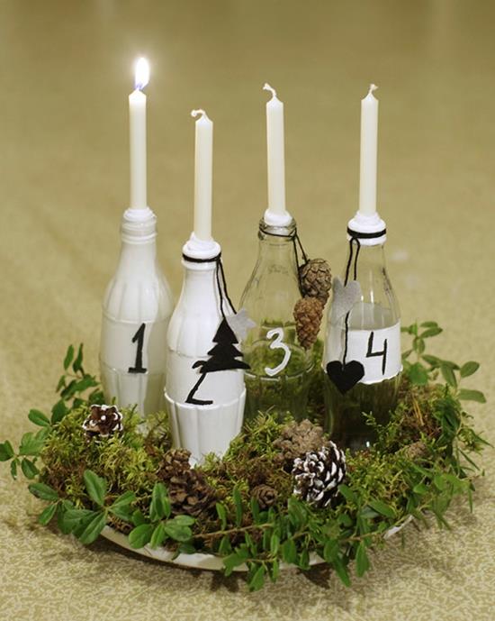 tinker advent στεφάνι γυάλινα μπουκάλια ιδέα ανακύκλωσης