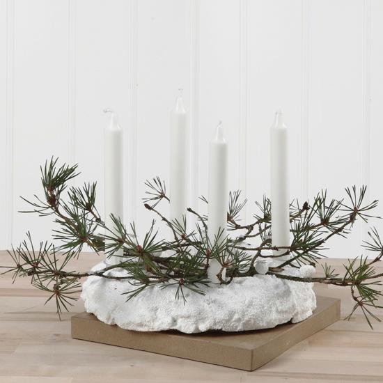 tinker advent στεφάνι λευκά κεριά έλατο πράσινο
