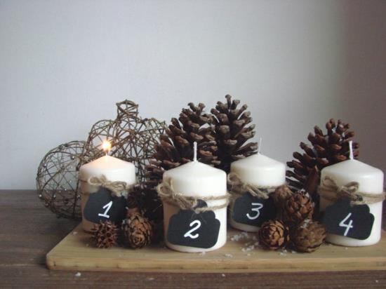 tinker advent στεφάνι κώνοι κολόνα κεριά