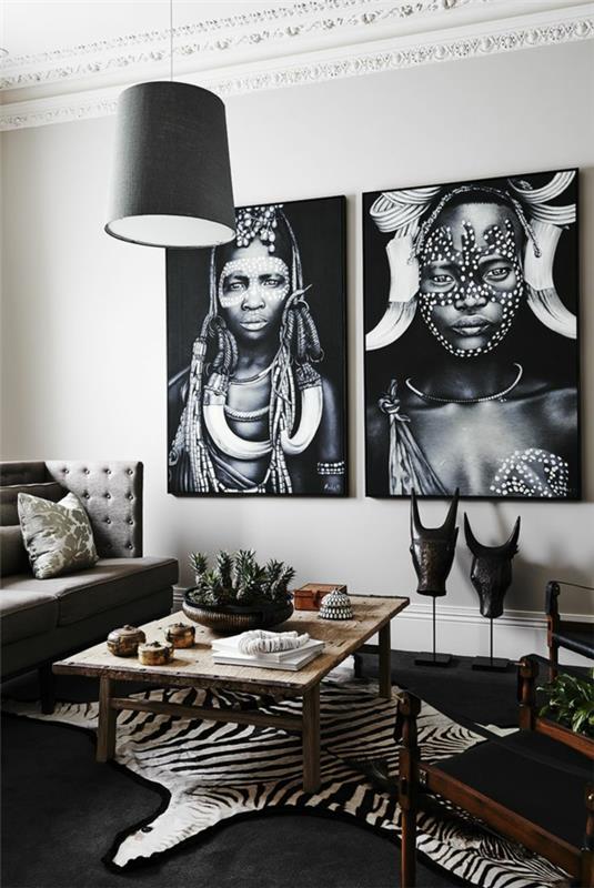αφρικανική διακόσμηση έμπνευση ιδέες διακόσμησης τοίχου χαλί μοτίβο ζέβρας