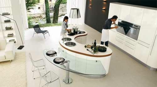 ακρυλικά έπιπλα καρέκλες ιδέα σχεδιασμός λευκή κουζίνα νησί