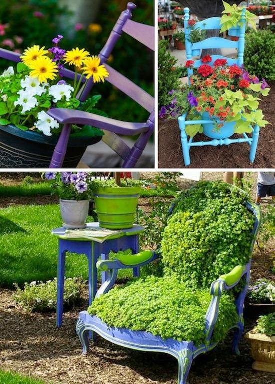 παλιές καρέκλες γλάστρες φυτευτές diy διακόσμηση κήπου