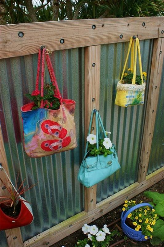 παλιές τσάντες ιδέες διακόσμησης φράχτη κήπου