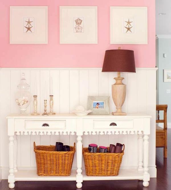 σκοτεινό ροζ χρώμα τοίχου χαριτωμένη διακόσμηση τοίχου παστέλ χρώματα λευκό ροζ