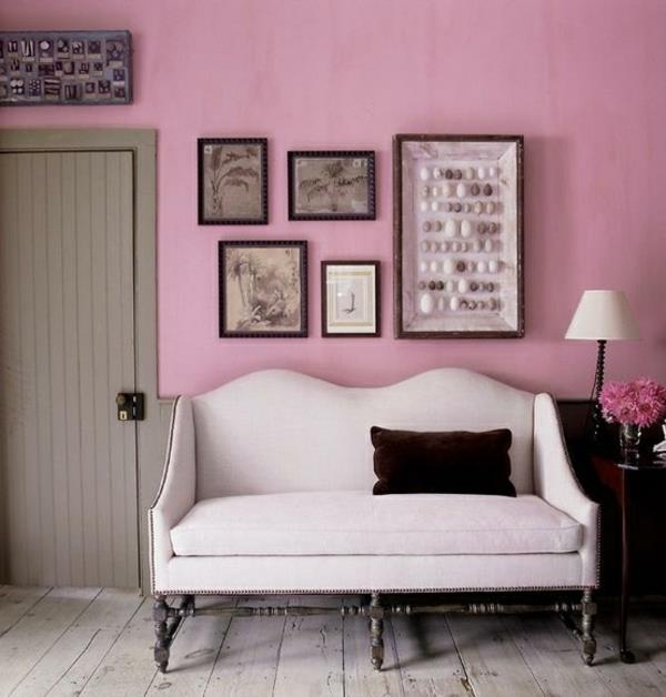 σκούρο ροζ χρώμα τοίχου διακόσμηση ιδέες vintage έπιπλα