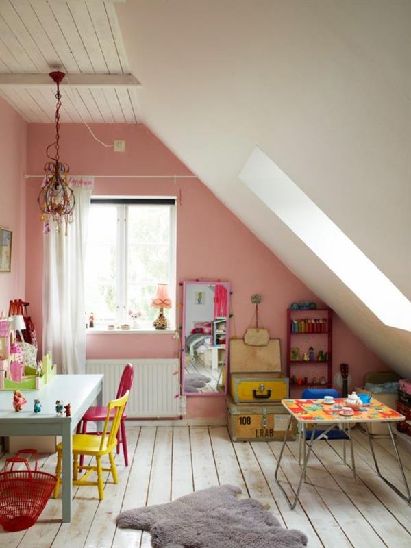 σκούρο ροζ χρώμα τοίχου σαλόνι κλασική vintage στέγη