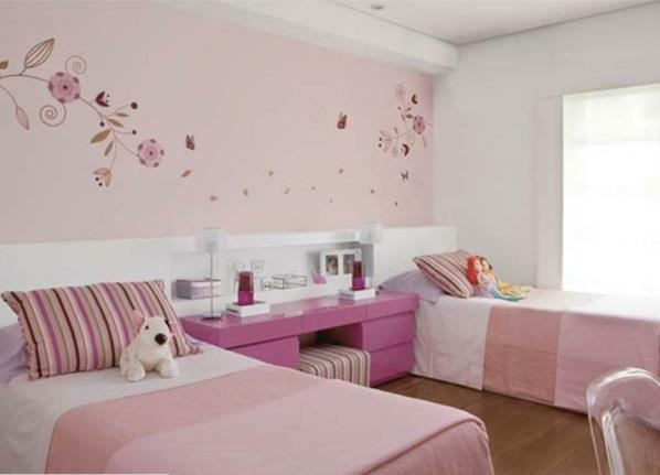 σκούρο ροζ χρώμα τοίχου σαλόνι κλασικό vintage κορίτσι παιδικού δωματίου