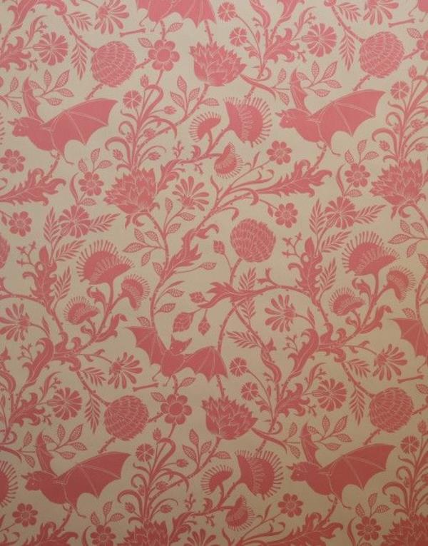 σκούρο ροζ χρώμα τοίχου σαλόνι κλασικό vintage μοτίβο