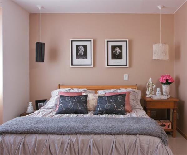 σκούρο ροζ χρώμα τοίχου σαλόνι κλασικό vintage υπνοδωμάτιο κρεβάτι