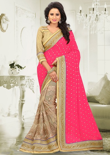 Zari Work ile Georgette Saree