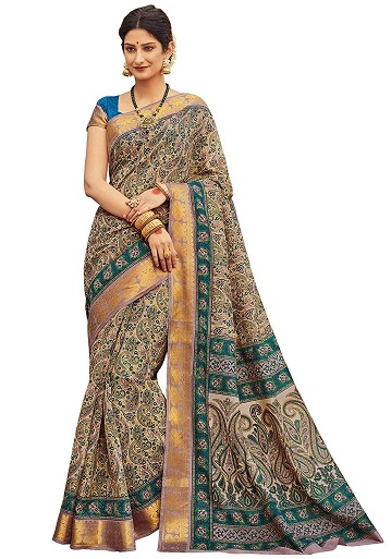 Gryna Zari Kanchipuram Saree