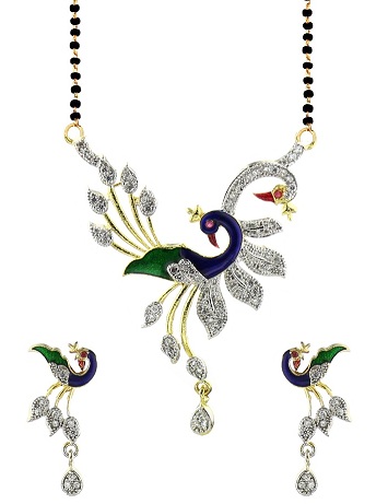 Dans Eden Tavuskuşu American Diamond Stud Mangalsutra