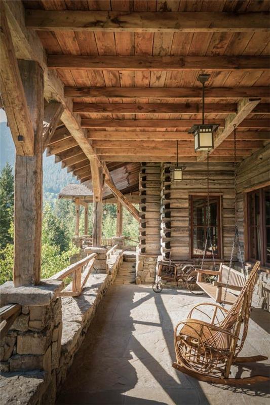 αμερικάνικο ξύλινο σπίτι εξοχικό σπίτι με βεράντα κατασκευάστε μόνοι σας καλύβα βουνού