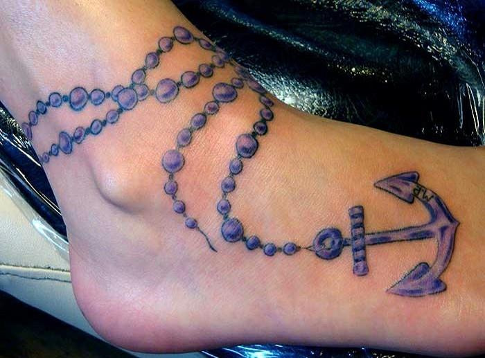 άγκυρα γυναίκες ιδέες τατουάζ στο πόδι