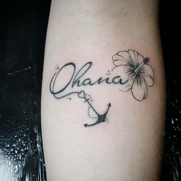 άγκυρα ιβίσκος ohana τατουάζ