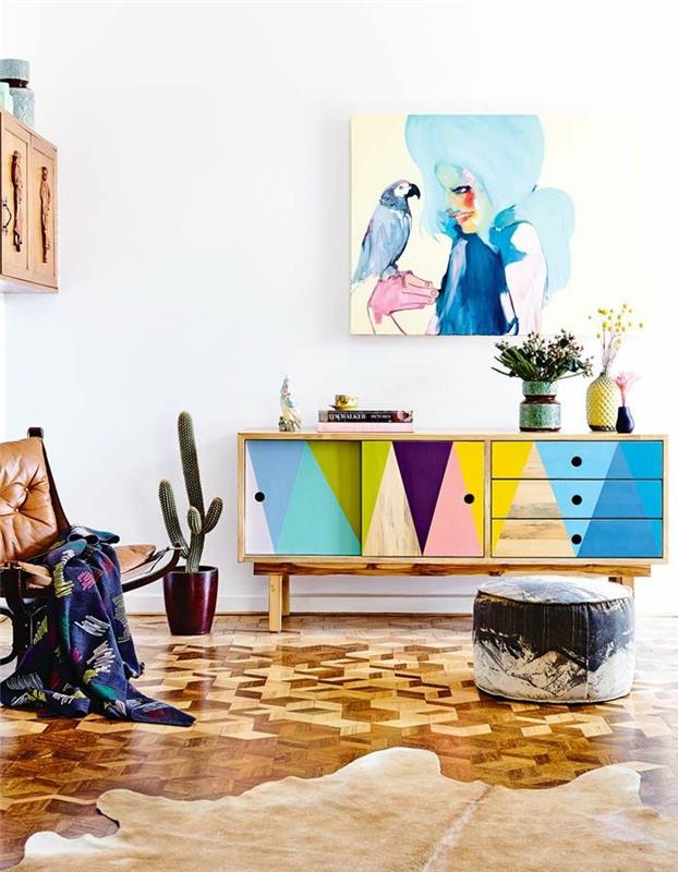 Μπουφές διακοσμητικό συρταριέρα ζωγραφίζει πολύχρωμα μπουφέ