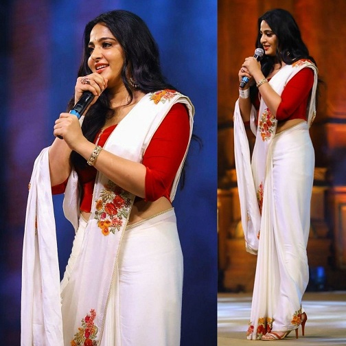 Anushka Shetty Beyaz Sari