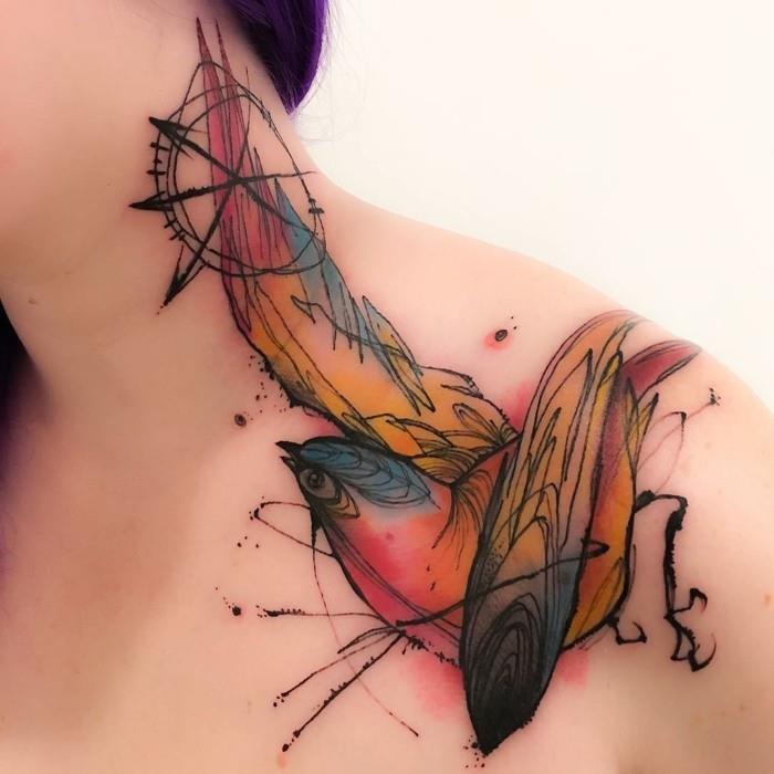 ακουαρέλα τατουάζ πουλιά τατουάζ γυναικών ιδέα τατουάζ