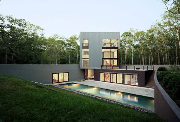 αρχιτέκτονας στεγάζει μοντέρνα αρχιτεκτονική και σχεδιασμό πισίνα κήπου μανιμαλιστική