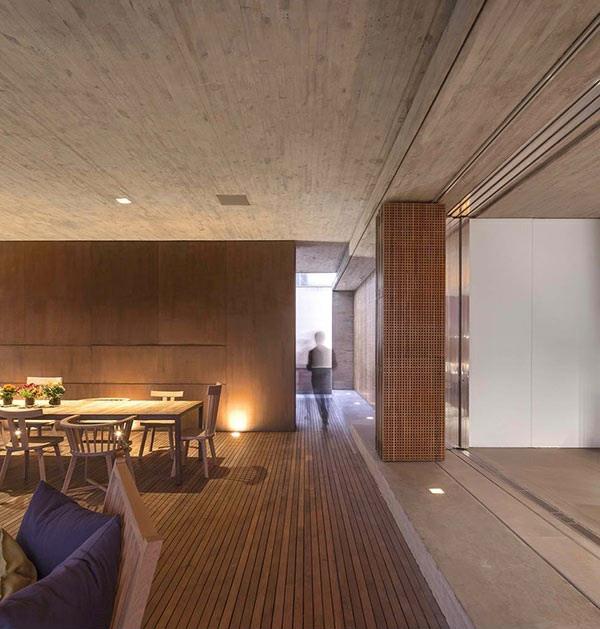 αρχιτεκτονική και σχεδιασμός p house brazil μοντέρνο ξύλινο εσωτερικό σαλόνι