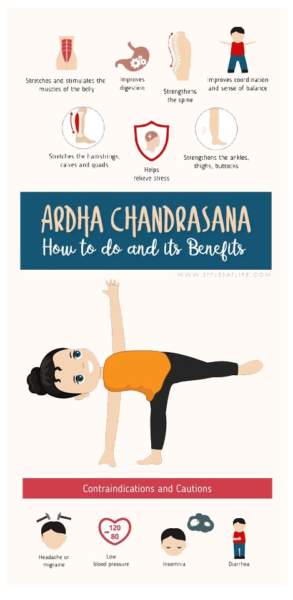 Kaip padaryti Ardha Chandrasana (pusmėnulio pozą) ir jos privalumus