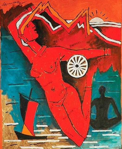 mf hussain Bharat Mata Tablo