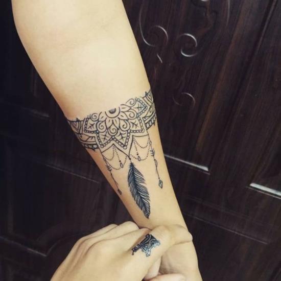 βραχιόλι τατουάζ γυναίκες φτερό boho