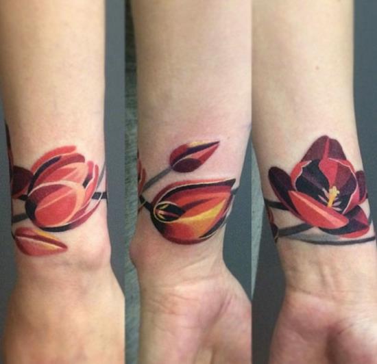 βραχιόλι τατουάζ γυναικών τουλίπα