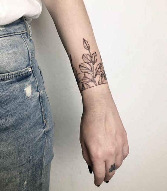 βραχιόλι τατουάζ τάση κυρίες φύλλα