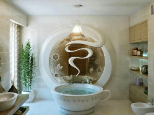 ελκυστικό σχεδιασμό μπάνιου μπανιέρα ράφια κομψότητας ασιατικού στιλ