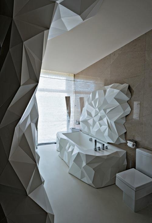 ελκυστικό σχεδιασμό μπάνιου μπανιέρα γωνιακή λευκή σχεδίαση γεωμετρική